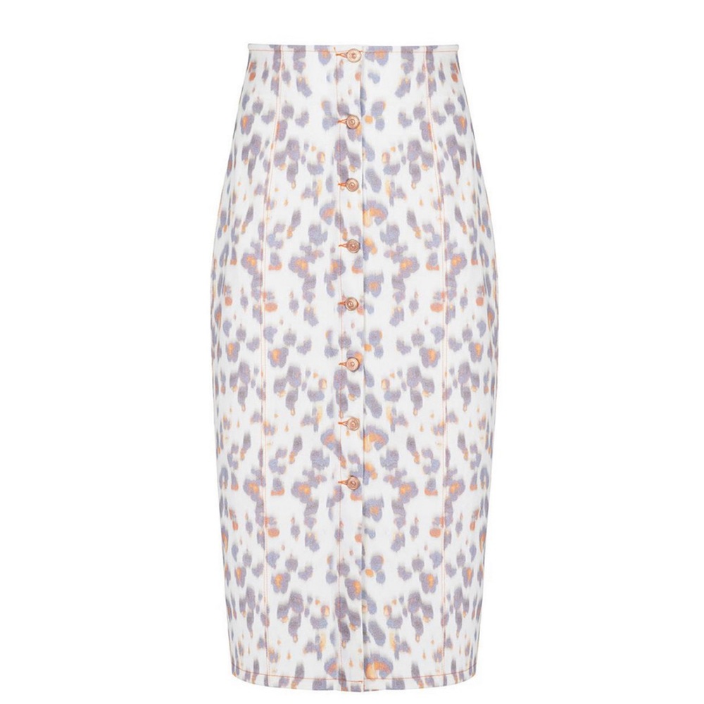 Women's Leopard Print Denim Pencil Skirt NWT